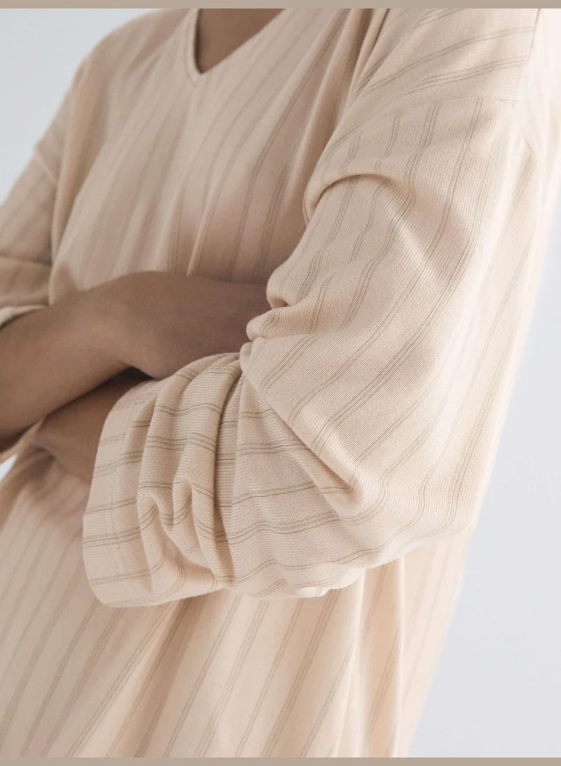 oysho Striped long-sleeved soft touch T-shirt