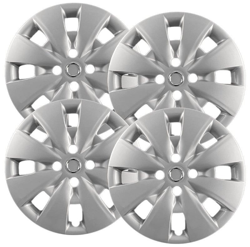 Hubcapscom Premium Quality 15 Silver Hubcaps Wheel Covers fits Toyota Yaris Heavy Duty Construction Set of 4