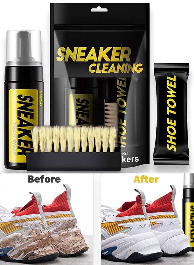 SNEAKER Shoe Cleaning Kit for Sneaker Foam Cleaner with Shoe Brush and Microfiber Towel for Athletic Shoes White Shoes Boot Canvas Leather Shoes and More - Image 1