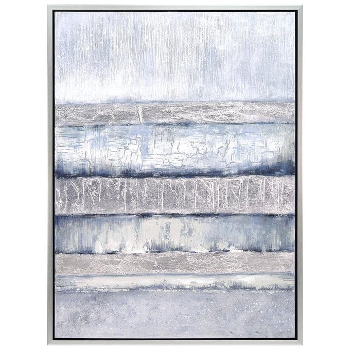 ABSTRACT WALL ART TEXTURED HAND PAINTED CANVAS BY MARTIN EDWARDS CHAMPAGNE FRAME 40 X 30 WINTER STEPS
