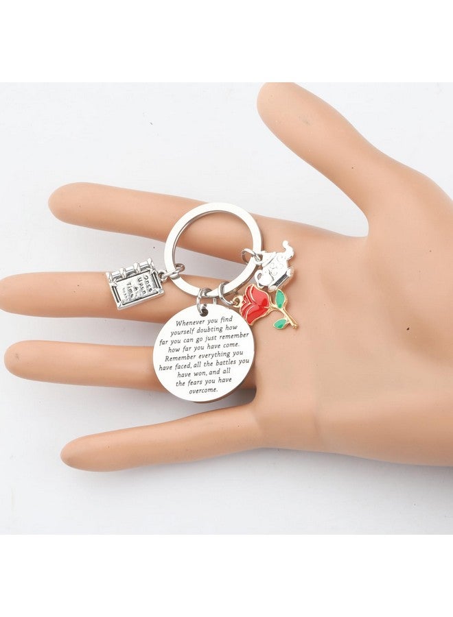 Lywjyb Birdgot Movie Inspired Gift Belle Rose Charm Keychain Fairytale Jewelry Motivational Gift (Beauty And Beast Key) - Image 3