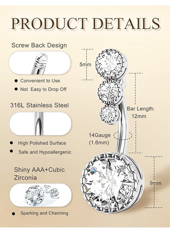 مجموعة من 9 قطع من حلقات ثقب البطن من الفولاذ المقاوم للصدأ باللون الذهبي، حلقات ثقب السرة للنساء، مجموعة مجوهرات ثقب الجسم العصرية المرصعة بأحجار الراين، مجوهرات ثقب البطن للنساء والفتيات هدايا مجوهرات مثالية - Image 2