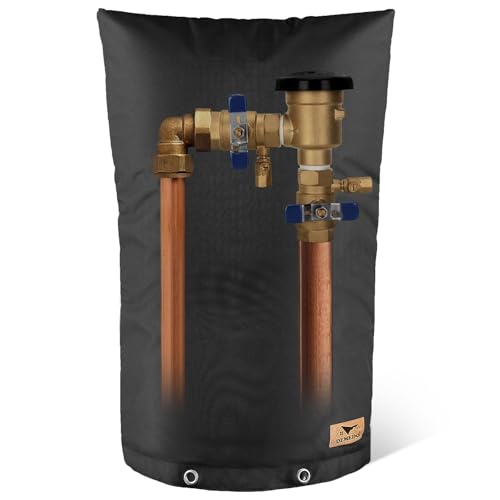 DEMEDO Backflow Preventer Insulation Cover - Water Pipe Insulation Sprinkler Cover for Outside - Insulated Backflow Cover Pouch for Irrigation Back Flow Valve in Winter or Sun Exposure (14"W x 26"H, BLACK) - Image 1