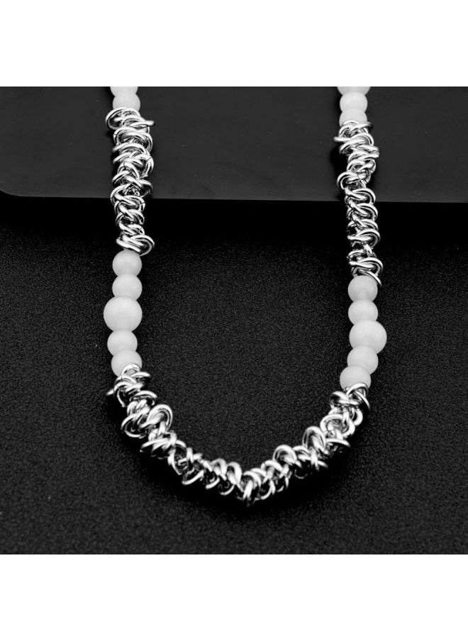 NIBEMINENT Mix Wind Cat's Eye Stone Chain Necklace Bracelet Titanium Steel Neutral Personality Exaggerated Sweater 