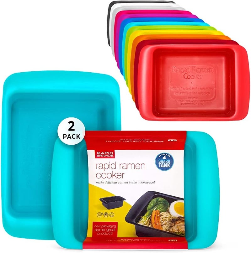 Rapid Brands BPA-free Microwavable Cookware for Instant Ramen (Teal, Pack of 2) - Image 1