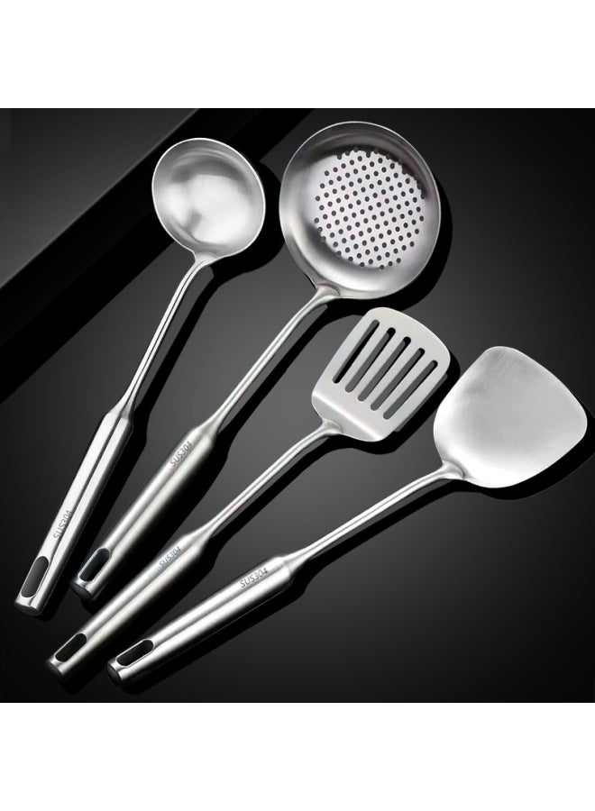 304 Long Handle Stainless Steel Pizza Shovel Household Kitchen Steak Shovel Pancake Fried Egg Leak Shovel Flat Pan Product-Color:304 German Technology ] - Image 1