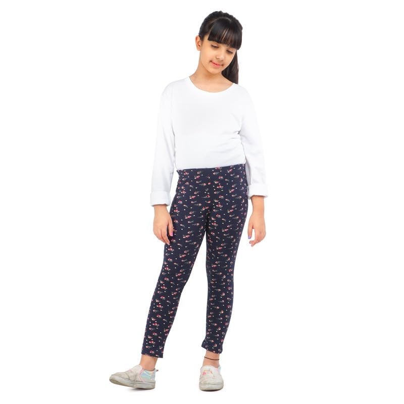 ARIEL Girls Cotton Printed Non-Transparent Regular Fit Ankle Length Mid Rise Leggings(AR-G-Leg-P2-1112-(Pink Uni,Blue)_Multicolor_1112 Years) - Image 3