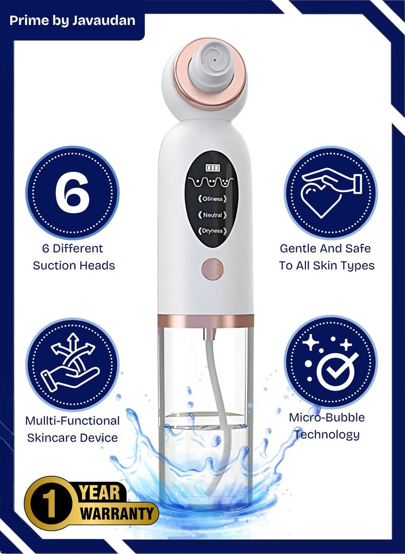 Prime by javaudan Super Micro Bubble Blackhead Remover Vacuum – 6 Heads, 3 Suction Levels, Deep Pore Cleanser with Water Cycle Technology for Face - Image 1