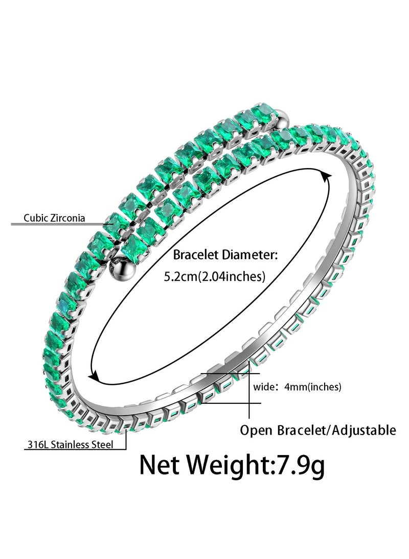 SOLARAE أساور تنس كوف للنساء، سوار قابل للتعديل من الزنبرك مع زركونيا مكعبة، أساور تنس كلاسيكية رقيقة، مجوهرات أزياء، هدية زفاف، حفلة عيد ميلاد لها، صديقة، أم، زوجة، ابنة - Image 3