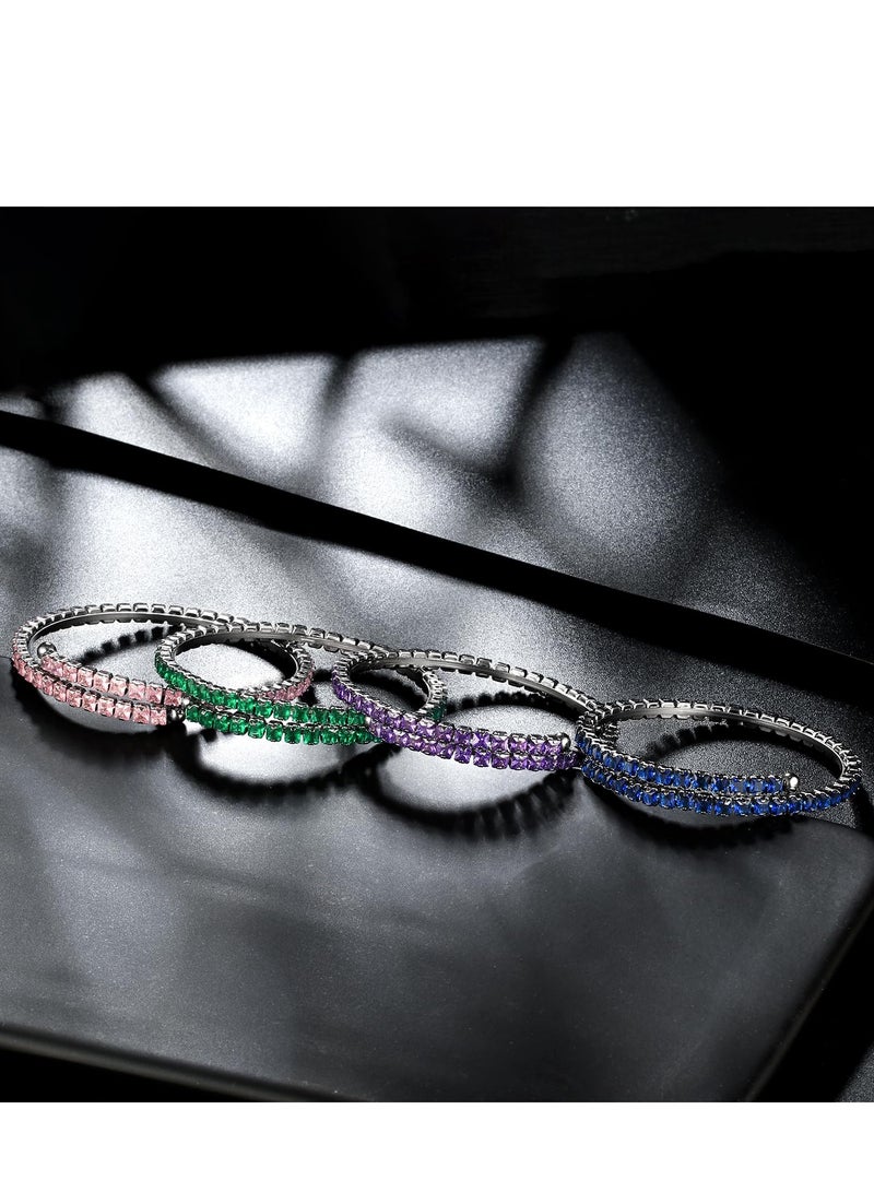 SOLARAE أساور تنس كوف للنساء، سوار قابل للتعديل من الزنبرك مع زركونيا مكعبة، أساور تنس كلاسيكية رقيقة، مجوهرات أزياء، هدية زفاف، حفلة عيد ميلاد لها، صديقة، أم، زوجة، ابنة - Image 5