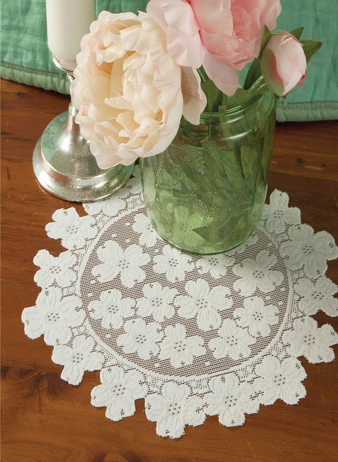 Heritage Lace Dogwood 14" White Round Doily (Set of 4) - Image 2