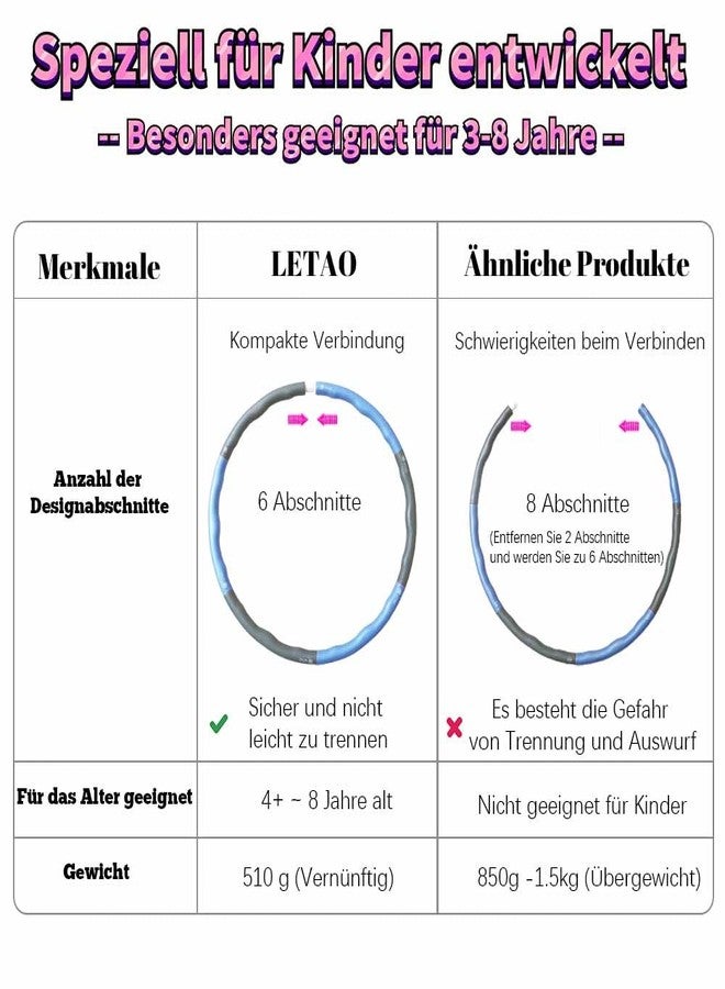 LETAO Fitness Hoop for Kids Ages 3-8 | Blue-Gray Fitness Hoop for Kids, can be dismantled, Including Electronic Instructions - Image 2