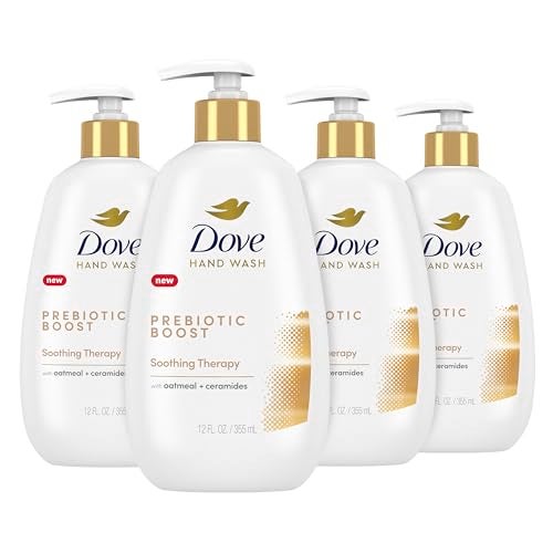Dove Prebiotic Boost Hand Wash Soothing Therapy 4 Count for Lasting Softness, with Oatmeal & Ceramides, 12 oz - Image 1