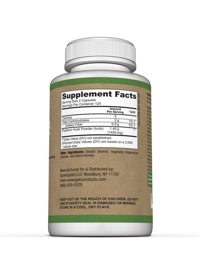Sunergetic Premium Psyllium Husk Fiber Supplement 1450Mg 240 Capsules - Image 3