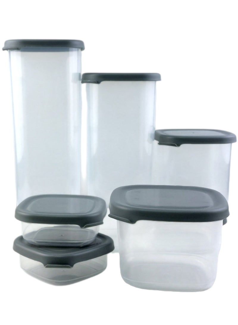 فولي لايف علب حفظ الطعام - 6 قطع - رمادي - Image 1