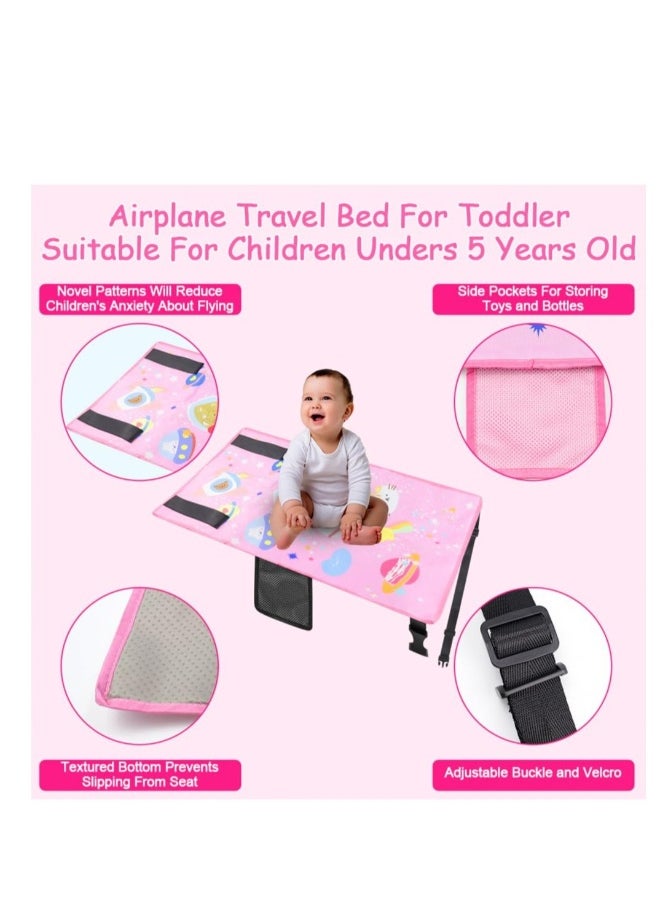 Generic Toddler Airplane Bed, Kids Airplane Seat Extender Travel Bed, Airplane Seat Extender for Kids, Kids Airplane Travel Essentials, Baby Portable Plane Bed Foot Rest for Flights (Pink)  - Image 3