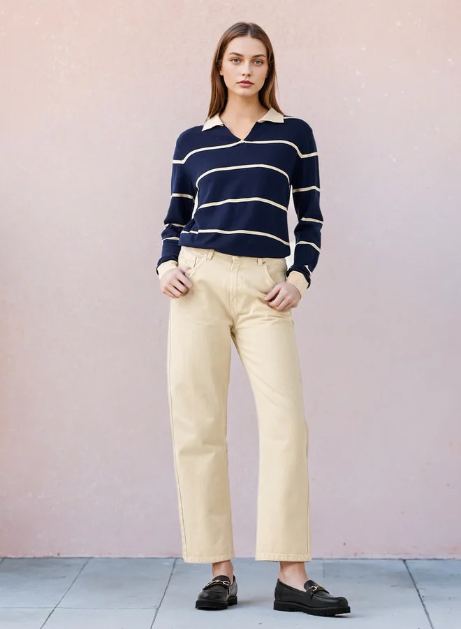 2Xtremz 2Xtremz Striped Collared Sweater