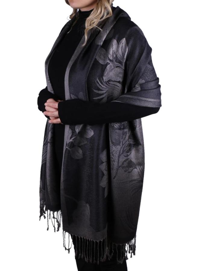 كوفوز وشاح نسائي من OSHIMA، وشاح كشمير حريري، بونشوهات ناعمة، وشاح باشمينا مقلوب بنقوش بيزلي حريري ناعم مع أطراف مهدبة - Image 4