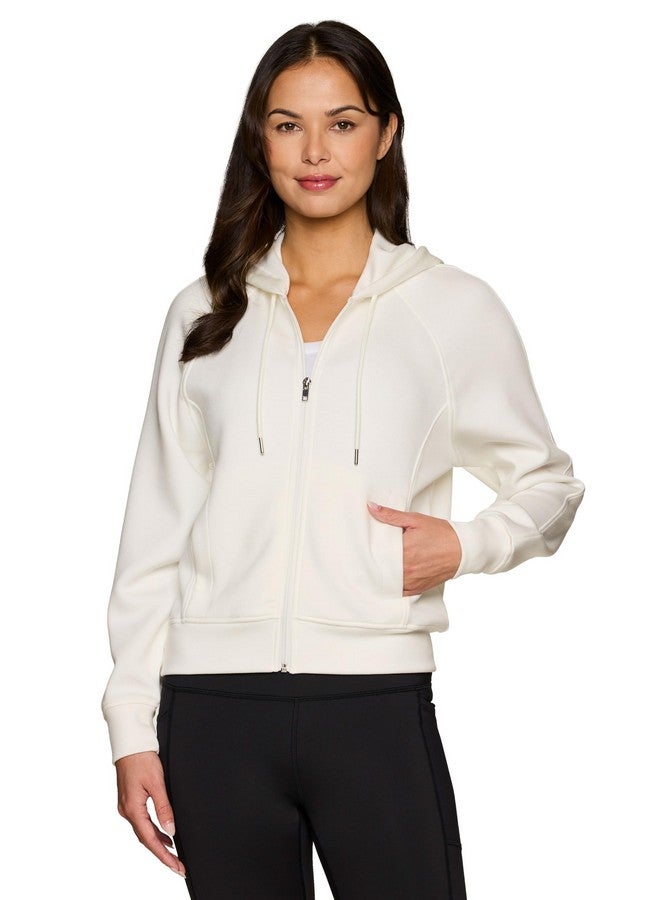 RBX RBX Active Women's Scuba Sweatshirt with Zipper Pockets, Hoodie Lightweight Zip Up Jacket for Women Cream M  - Image 1