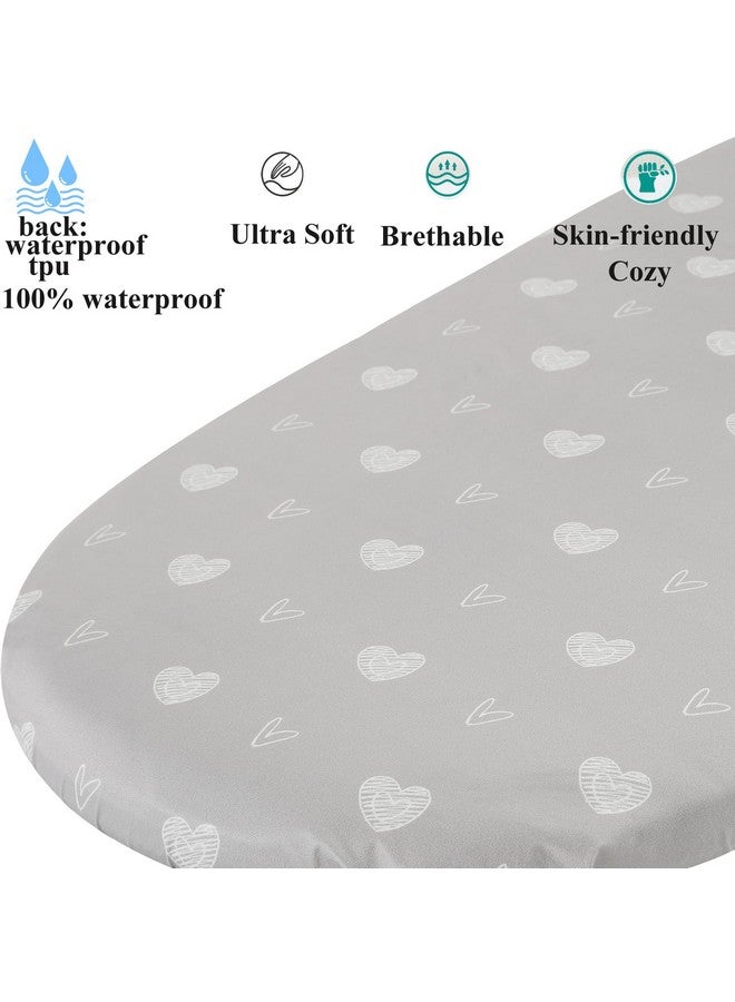 Fadacudan Waterproof Changing Pad Cover Set 2 Pack Stretch Jersey Knit Super Soft Grey Love & Stars - Image 2