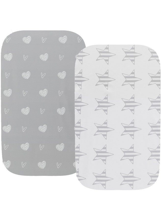 Fadacudan Waterproof Changing Pad Cover Set 2 Pack Stretch Jersey Knit Super Soft Grey Love & Stars - Image 1
