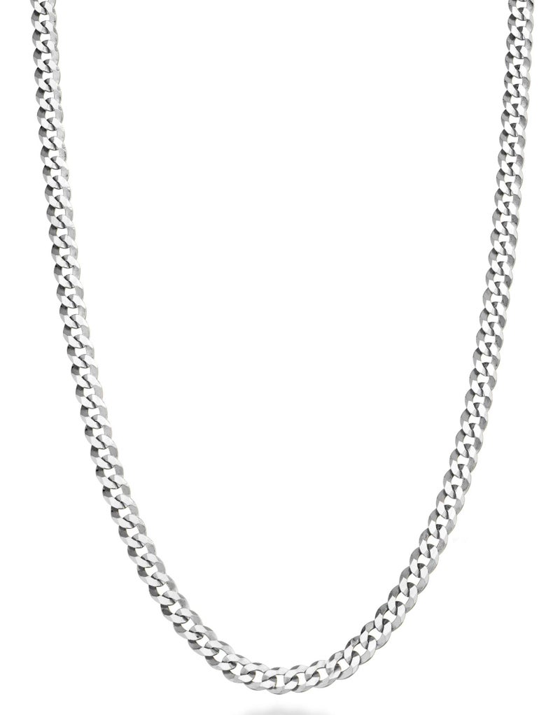 Miabella Italian Solid 925 Sterling Silver 3.5mm Diamond Cut Cuban Link Curb Chain Necklace for Women Men, Made in Italy (Length 22 Inch) - Image 1