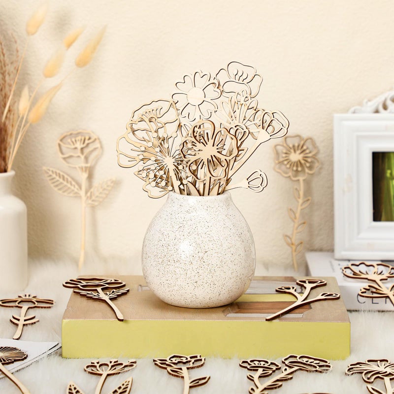 RattanView 36 Pcs Wooden Wildflower Decor Set Wood Flowers Cutout Signs Wildflowers Stems Laser Cut Flowers for Home Birthday Holiday Art DIY Decoration - Image 3