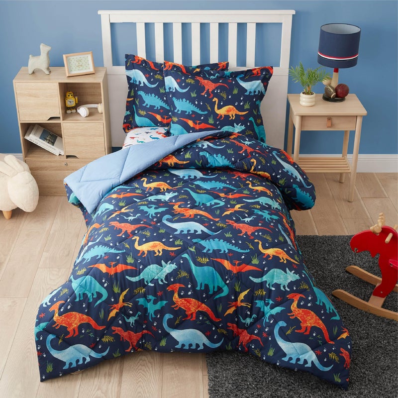 PPOLCA Twin Dinosaur Kids Bedding Set for Boys, 2 Pieces Twin Dinosaur Kids Comforter Sets for Boys, Super Soft Lightweight for All Seasons, Includes 1 Comforter (66"x86") and 1 Pillowcase(20"x26"+2") - Image 1