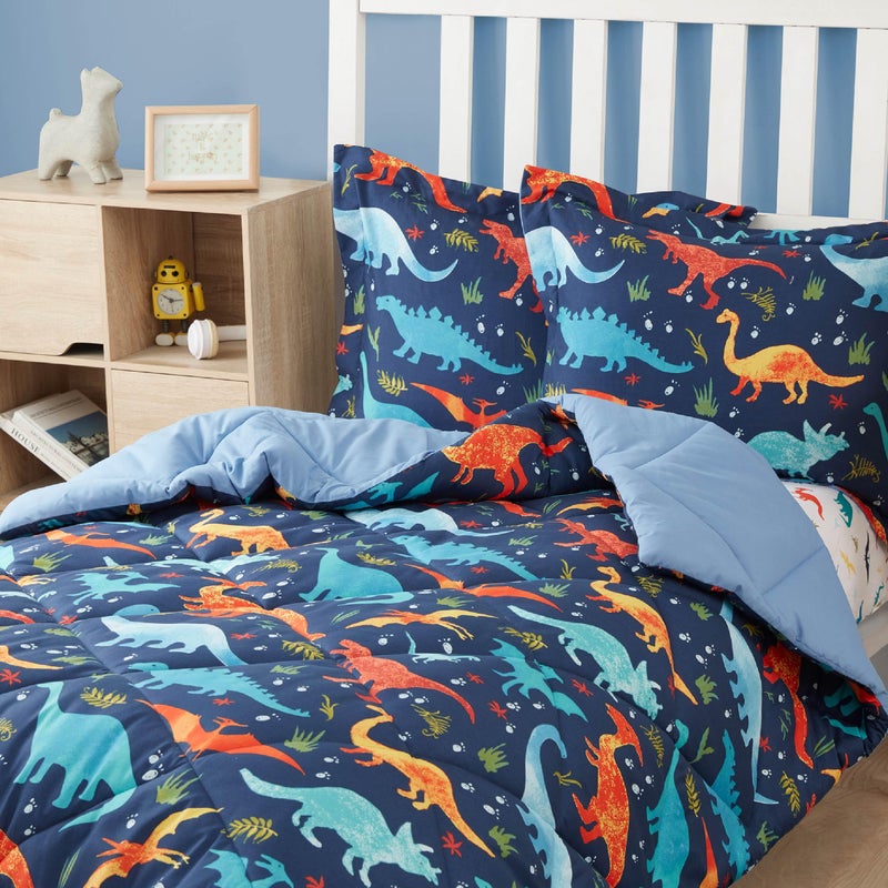 PPOLCA Twin Dinosaur Kids Bedding Set for Boys, 2 Pieces Twin Dinosaur Kids Comforter Sets for Boys, Super Soft Lightweight for All Seasons, Includes 1 Comforter (66"x86") and 1 Pillowcase(20"x26"+2") - Image 5