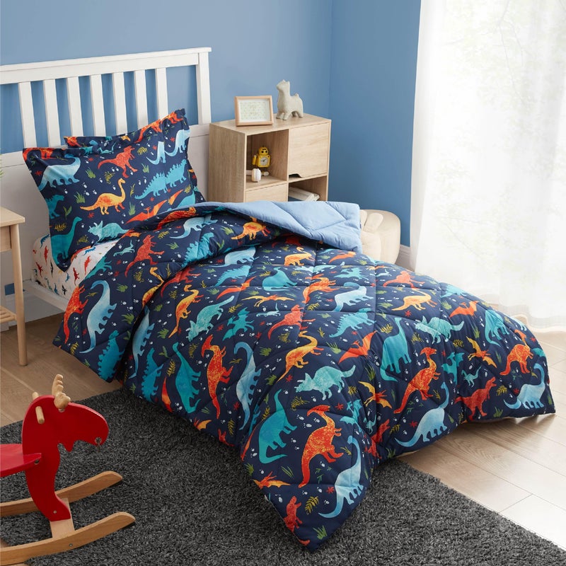PPOLCA Twin Dinosaur Kids Bedding Set for Boys, 2 Pieces Twin Dinosaur Kids Comforter Sets for Boys, Super Soft Lightweight for All Seasons, Includes 1 Comforter (66"x86") and 1 Pillowcase(20"x26"+2") - Image 2