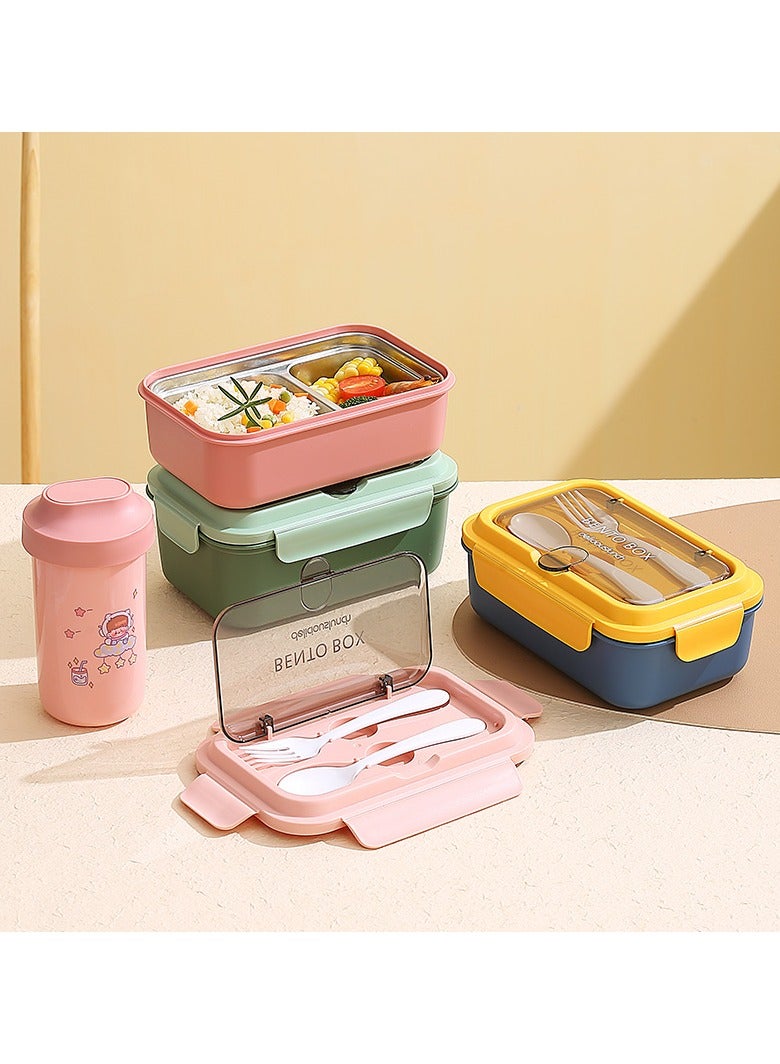 SUMAKA Lunch Box 800ml 2 Compartments Student Sealed Adult With Spoon And Fork Leak Proof Microwavable - Image 3