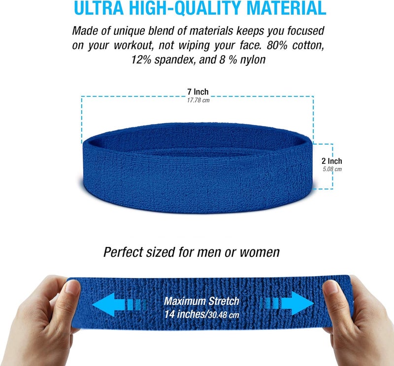 Suddora Sweatbands Set, Moisture Wicking 2 Wristbands and 1 Headband, Breathable Terry Cloth Athletic Bands for Basketball, Tennis, Yoga, Gym, Sweat Bands for Costumes and Cosplay - Image 3