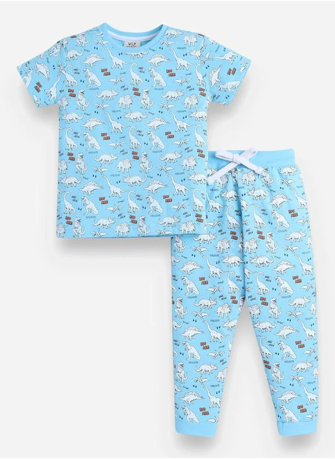 فكتور اند جين All-Over Printed Cotton T-Shirt and Pyjama Set