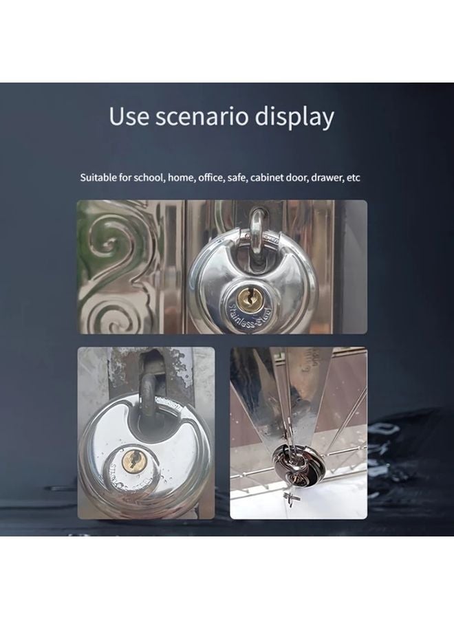 Bright Silvery Round Stainless Steel Anti Theft Padlock Anti Prying Anti Smashing Outdoor Door Lock - Image 5