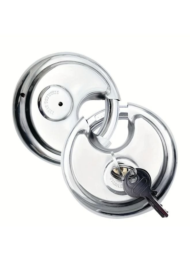 Bright Silvery Round Stainless Steel Anti Theft Padlock Anti Prying Anti Smashing Outdoor Door Lock - Image 1