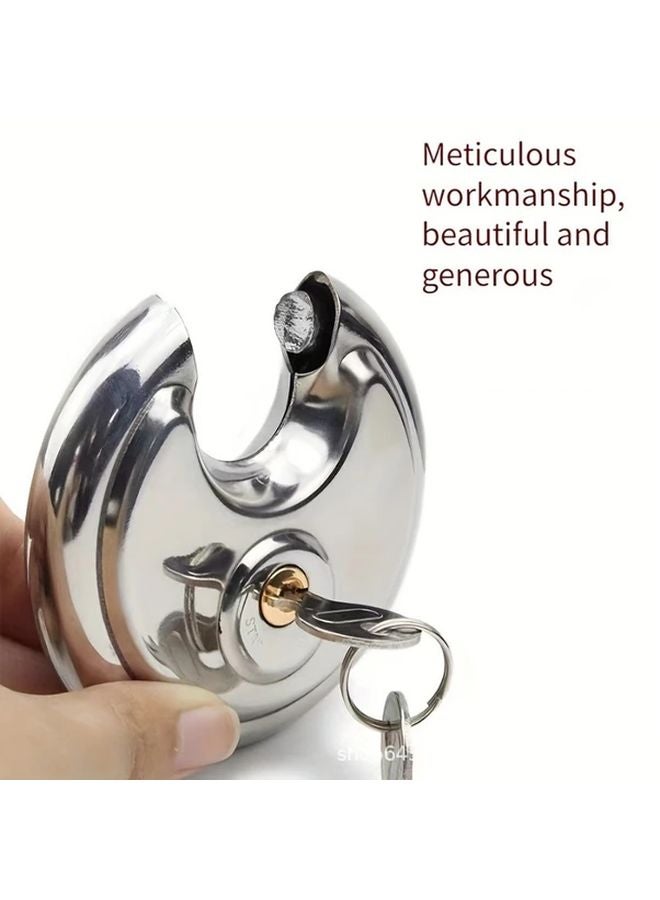 Bright Silvery Round Stainless Steel Anti Theft Padlock Anti Prying Anti Smashing Outdoor Door Lock - Image 2
