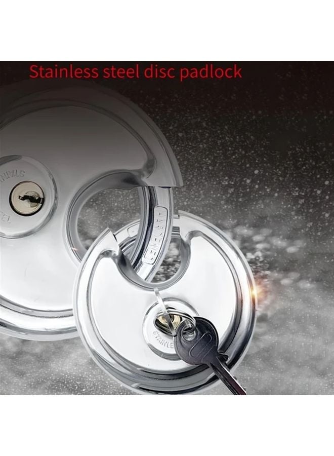 Bright Silvery Round Stainless Steel Anti Theft Padlock Anti Prying Anti Smashing Outdoor Door Lock - Image 3