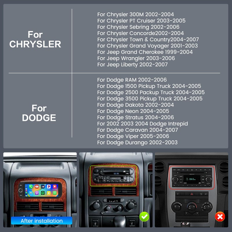 Inefala [2+64GB] Android Car Stereo for Dodge Ram(2002-2006), Jeep Wrangler 2003-2006, Jeep Liberty 2002-2007, Jeep Grand Cherokee(1999-2004) â€“ 6.86" HD Touchscreen with CarPlay Android Auto GPS SWC - Image 2