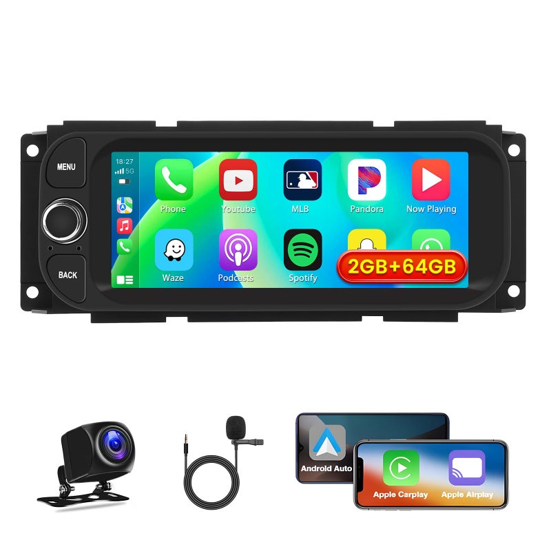 Inefala [2+64GB] Android Car Stereo for Dodge Ram(2002-2006), Jeep Wrangler 2003-2006, Jeep Liberty 2002-2007, Jeep Grand Cherokee(1999-2004) â€“ 6.86" HD Touchscreen with CarPlay Android Auto GPS SWC - Image 1