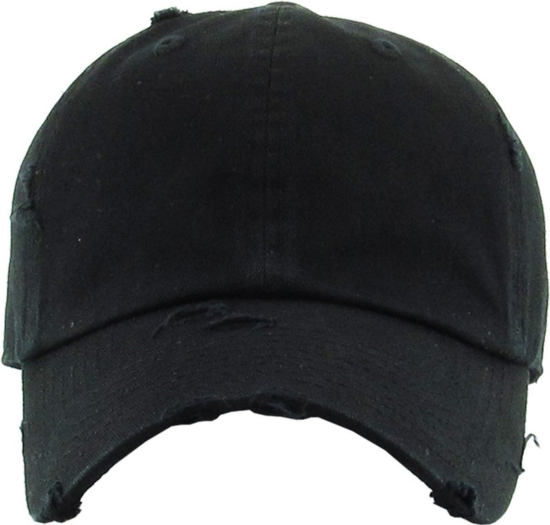 KBETHOS KBE-VINTAGE BLK Vintage Washed Cotton Baseball Cap, Black - Image 2