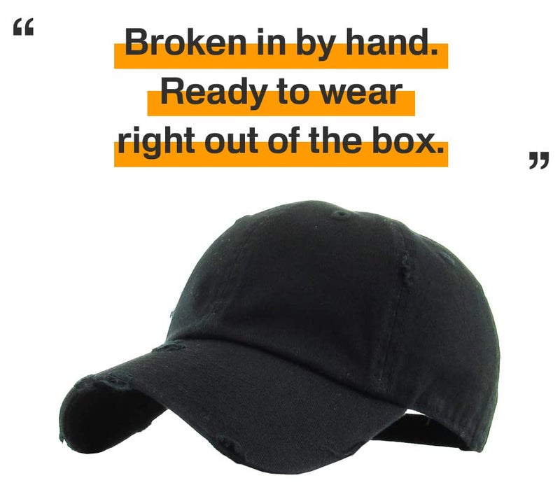 KBETHOS KBE-VINTAGE BLK Vintage Washed Cotton Baseball Cap, Black - Image 4