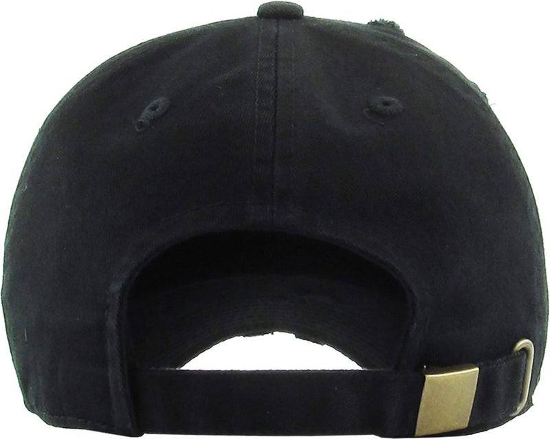 KBETHOS KBE-VINTAGE BLK Vintage Washed Cotton Baseball Cap, Black - Image 3