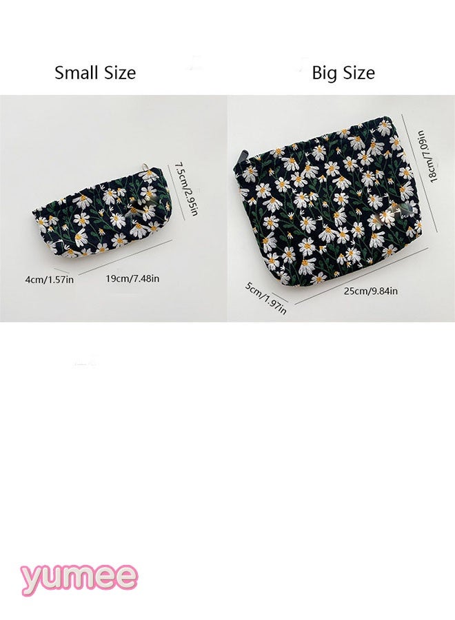 yumee 2-Piece Floral Embroidered Cosmetic Bag Set with Zipper – Large & Small Travel Organizer for Jewelry, Cosmetics & Toiletries - Image 3