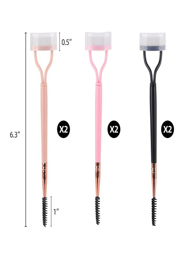 LoveBB 6 Pcs Eyelash Separator Comb with Spoolie Brush, Dual Head Lash Separator Tool Eye Lash Comb Brush (Black, Pink) - Image 2