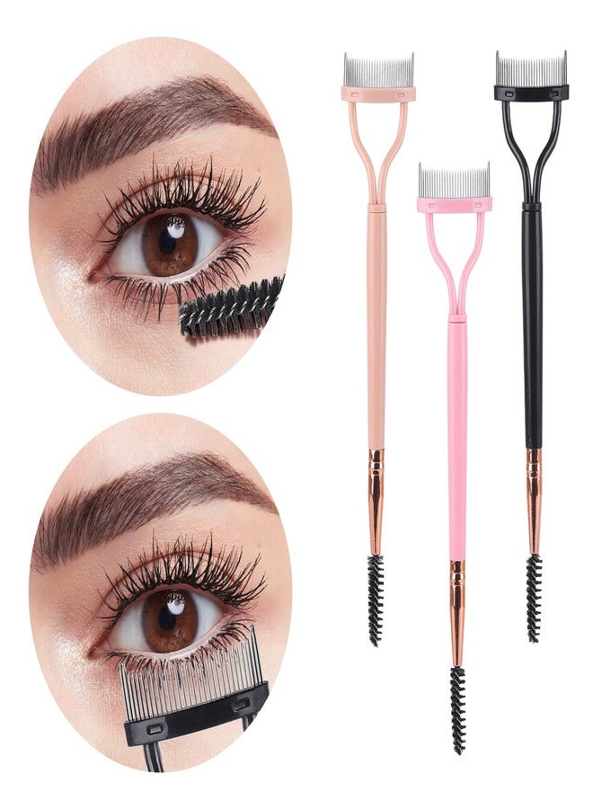 LoveBB 6 Pcs Eyelash Separator Comb with Spoolie Brush, Dual Head Lash Separator Tool Eye Lash Comb Brush (Black, Pink) - Image 3