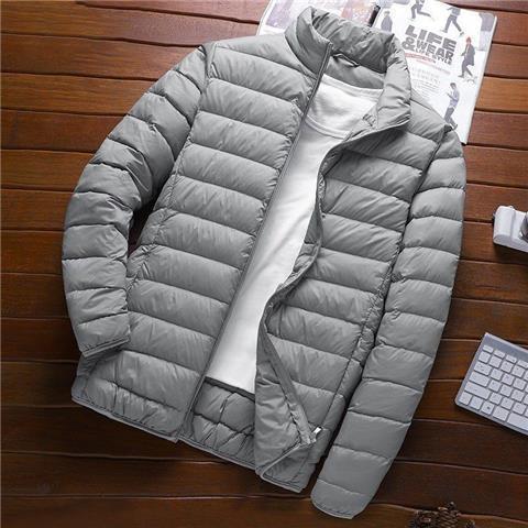 Lightweight Cotton down Jacket Mens Stand Collar Casual Winter Coat with Hood Versatile Daily Wear Polyester Fiber Filled black hooded  - Image 2