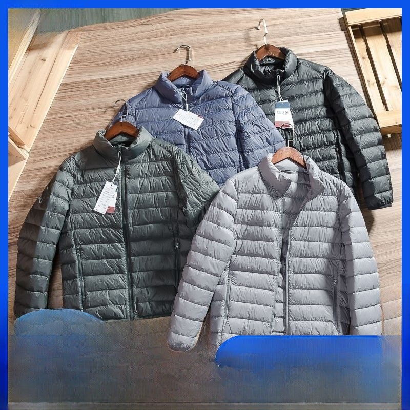 Lightweight Cotton down Jacket Mens Stand Collar Casual Winter Coat with Hood Versatile Daily Wear Polyester Fiber Filled black hooded  - Image 5