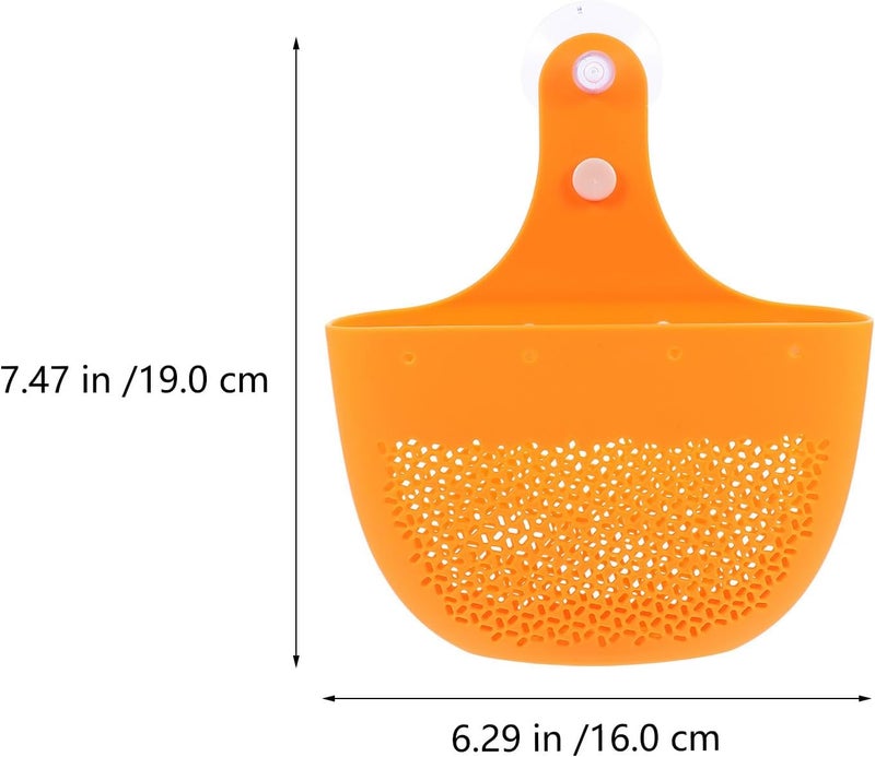 Fruit Drain Basket Colander for Kitchen Sink, Self-draining Hanging Vegetable and Fruit Washing Basket, Orange Plastic Kitchen Strainer for Home Food Rinse and Dry - Image 2