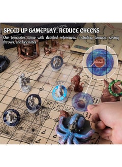 CZYY CZYY DND Area of Effect Spell Templates - Set of 28 Markers for AOE Spells Erasable PVC Spell Effects Templates with Reference Perfect Tools, Accessories & Gift for Dungeons and Dragons  - Image 3