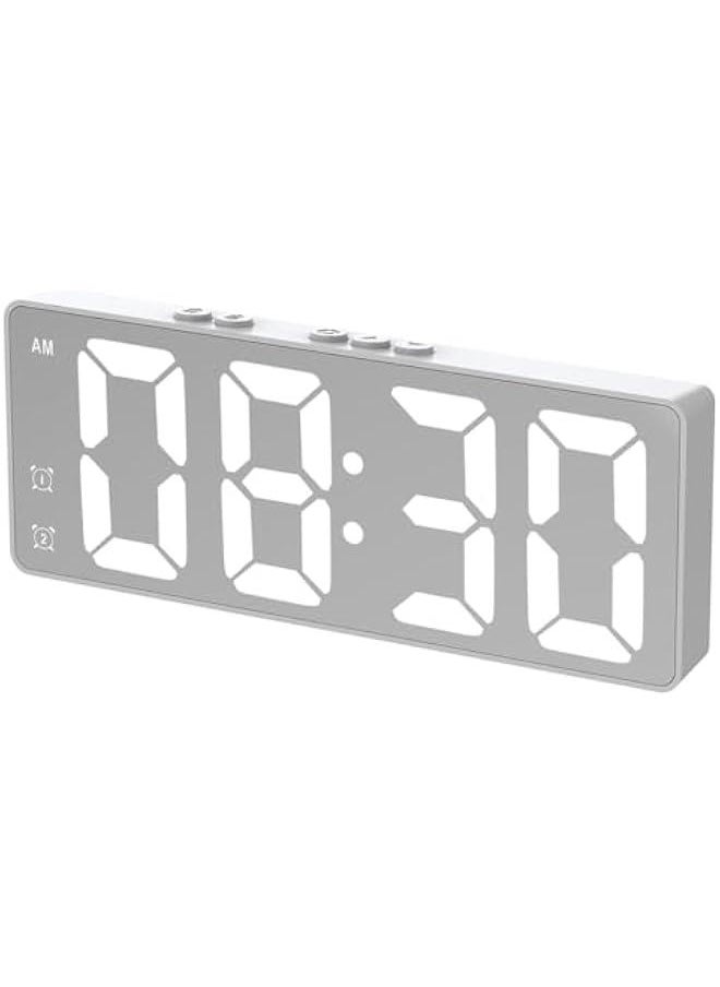 Digital Alarm Clock, LED Display Mirror Clock, Sound Control Dual Alarm Clocks, Modern Electronic Clock for Bedroom Living Room Office Batteries/USB cable (White) - pzsku/Z65848D73FC830D0DC864Z/45/_/1721634820/92c438dd-86b3-4482-986d-5d0f93a974ac